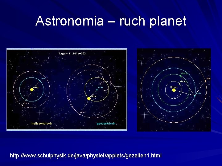 Astronomia – ruch planet http: //www. schulphysik. de/java/physlet/applets/gezeiten 1. html 