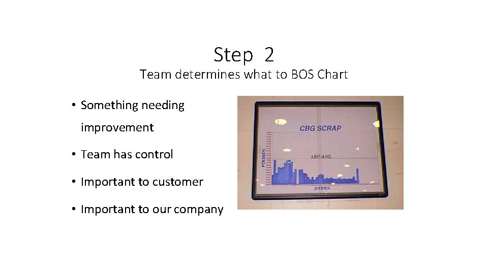 Step 2 Team determines what to BOS Chart • Something needing improvement • Team