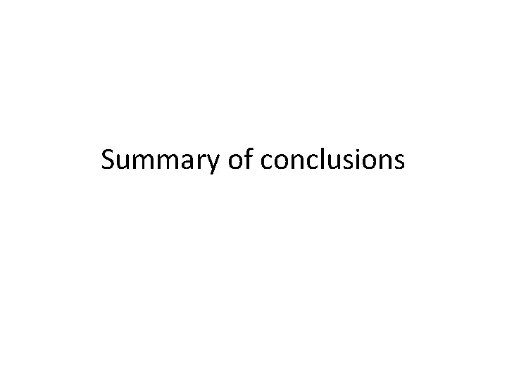 Summary of conclusions 