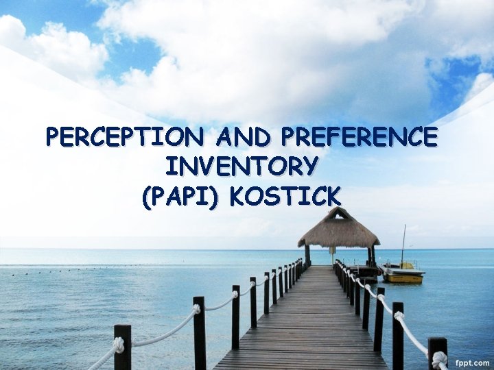 PERCEPTION AND PREFERENCE INVENTORY (PAPI) KOSTICK 
