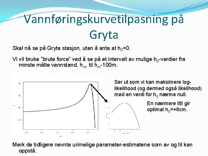 Vannføringskurvetilpasning på Gryta Skal nå se på Gryta stasjon, uten å anta at h