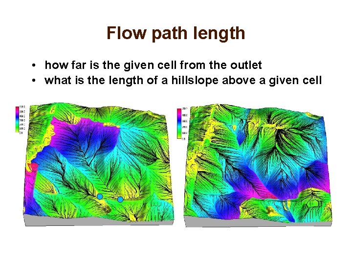 Flow path length • how far is the given cell from the outlet •