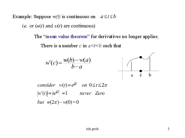 Example: Suppose w(t) is continuous on The “mean value theorem” for derivatives no longer