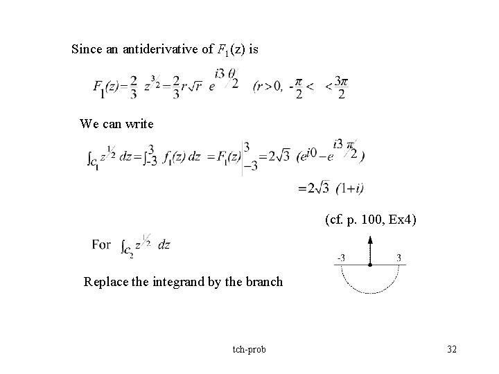 Since an antiderivative of F 1(z) is We can write (cf. p. 100, Ex