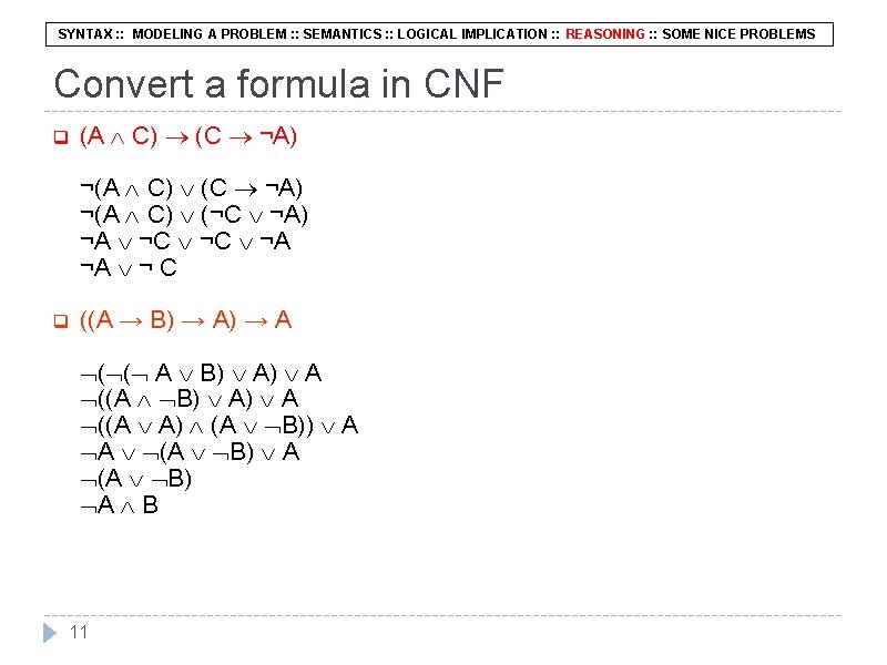 SYNTAX : : MODELING A PROBLEM : : SEMANTICS : : LOGICAL IMPLICATION :