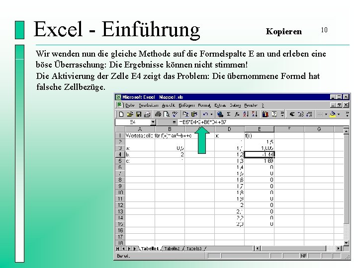 Excel - Einführung Kopieren 10 Wir wenden nun die gleiche Methode auf die Formelspalte