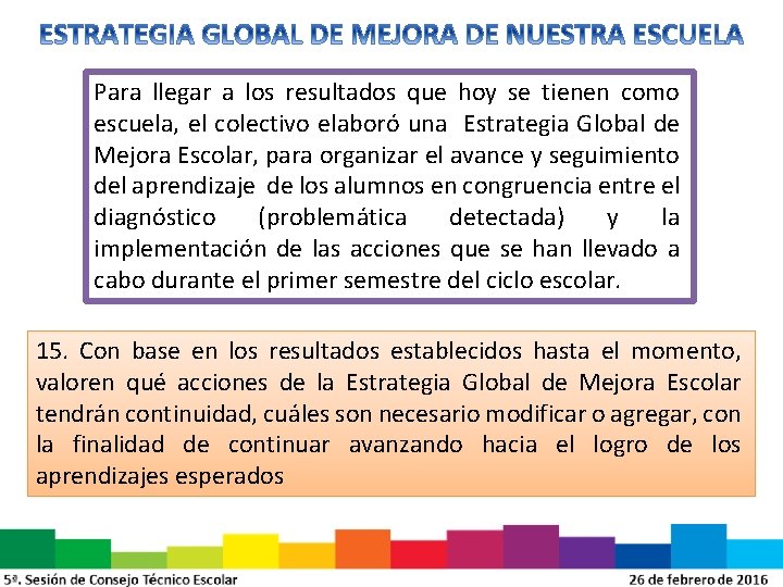 Para llegar a los resultados que hoy se tienen como escuela, el colectivo elaboró