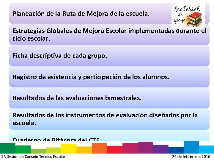 Planeación de la Ruta de Mejora de la escuela. Estrategias Globales de Mejora Escolar