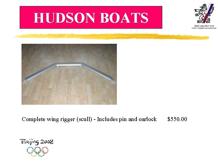 HUDSON BOATS Complete wing rigger (scull) - Includes pin and oarlock $550. 00 