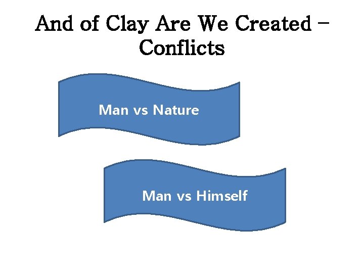 And of Clay Are We Created – Conflicts Man vs Nature Man vs Himself