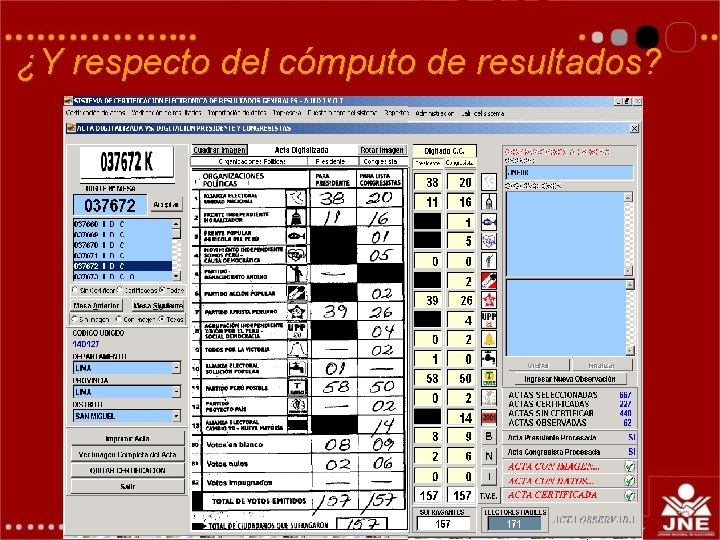 ¿Y respecto del cómputo de resultados? 