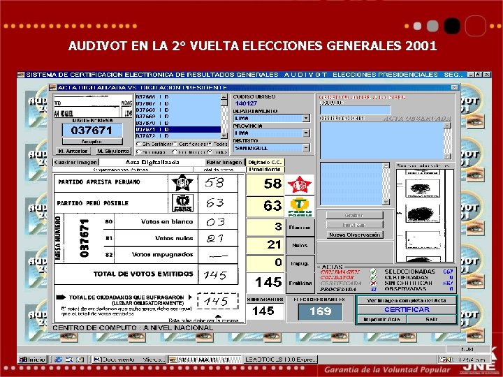 AUDIVOT EN LA 2° VUELTA ELECCIONES GENERALES 2001 