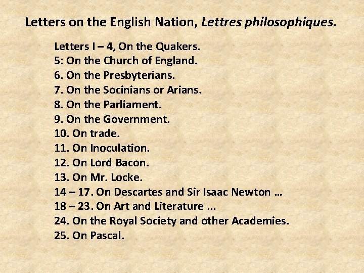 Letters on the English Nation, Lettres philosophiques. Letters I – 4, On the Quakers.
