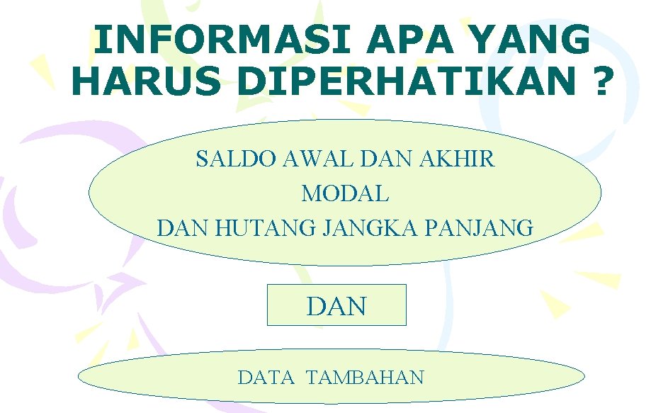 INFORMASI APA YANG HARUS DIPERHATIKAN ? SALDO AWAL DAN AKHIR MODAL DAN HUTANG JANGKA