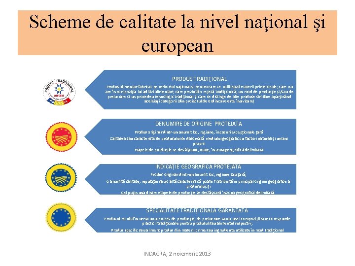 Scheme de calitate la nivel naţional şi european PRODUS TRADIŢIONAL Produs alimentar fabricat pe