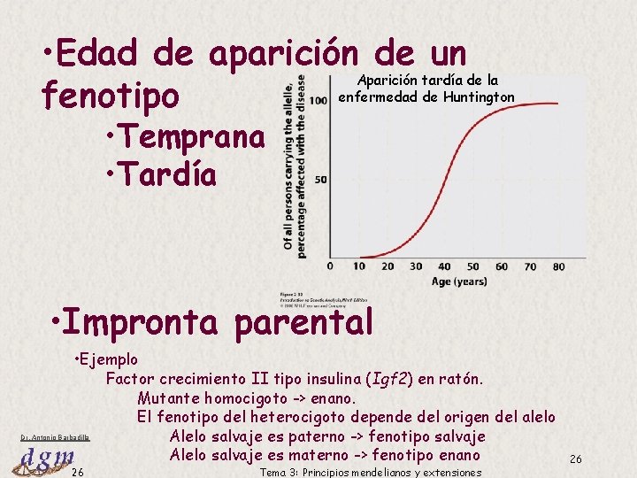 • Edad de aparición de un fenotipo Aparición tardía de la enfermedad de • Edad de aparición de un fenotipo Aparición tardía de la enfermedad de