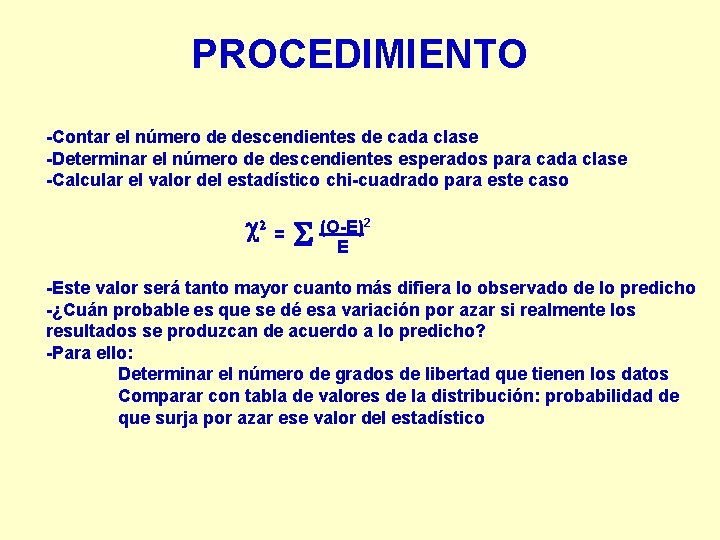 PROCEDIMIENTO -Contar el número de descendientes de cada clase -Determinar el número de descendientes PROCEDIMIENTO -Contar el número de descendientes de cada clase -Determinar el número de descendientes