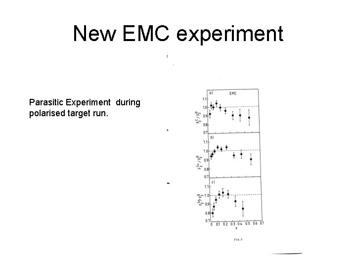 New EMC experiment Parasitic Experiment during polarised target run. 