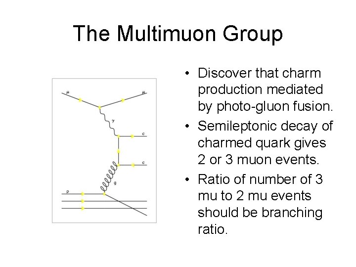 The Multimuon Group • Discover that charm production mediated by photo-gluon fusion. • Semileptonic
