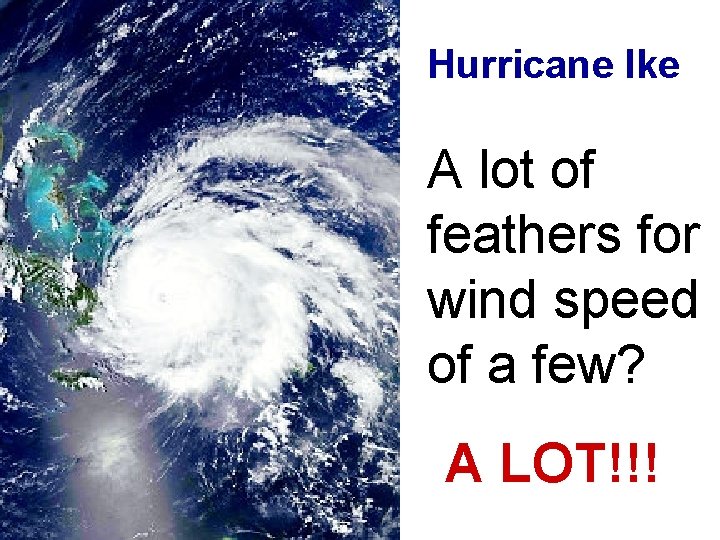 Hurricane Ike A lot of feathers for wind speed of a few? A LOT!!!