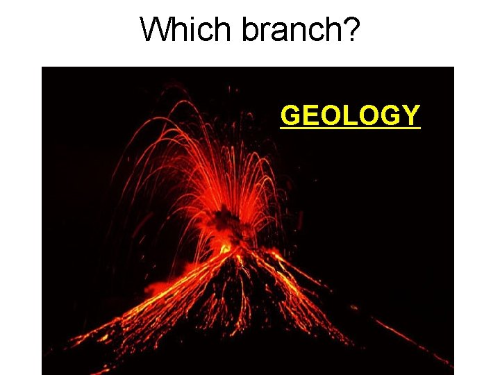 Which branch? GEOLOGY 