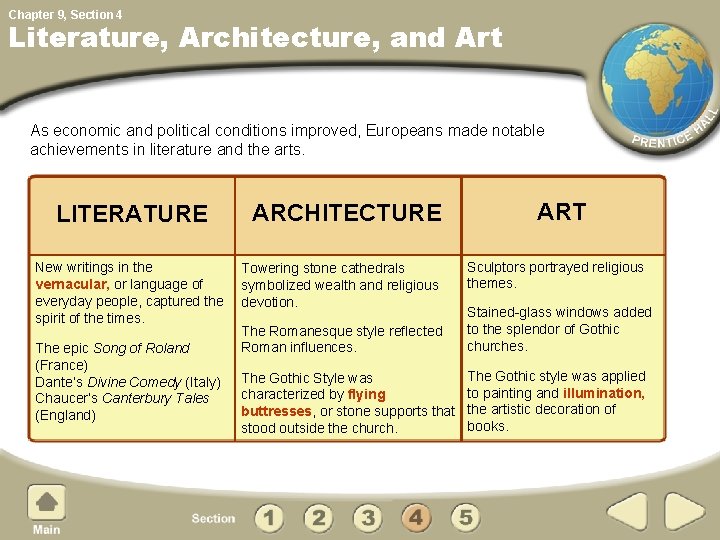 Chapter 9, Section 4 Literature, Architecture, and Art As economic and political conditions improved,