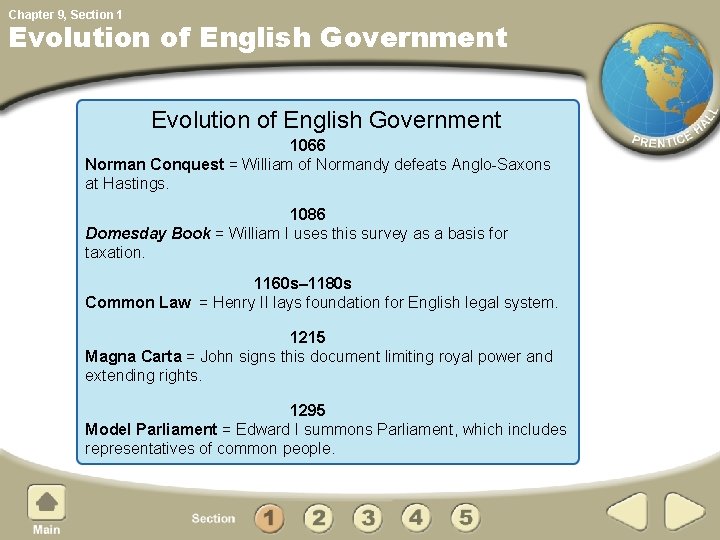 Chapter 9, Section 1 Evolution of English Government 1066 Norman Conquest = William of