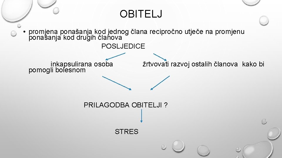 OBITELJ • promjena ponašanja kod jednog člana recipročno utječe na promjenu ponašanja kod drugih