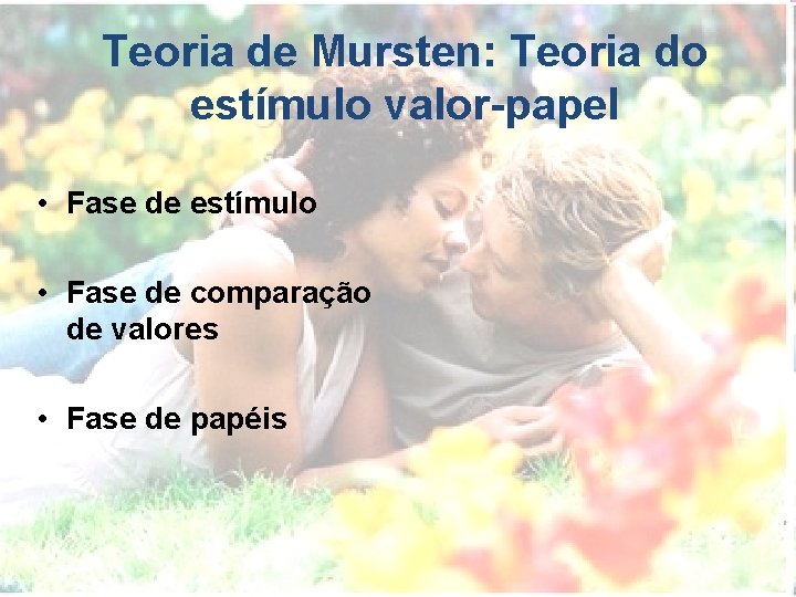 Teoria de Mursten: Teoria do estímulo valor-papel • Fase de estímulo • Fase de