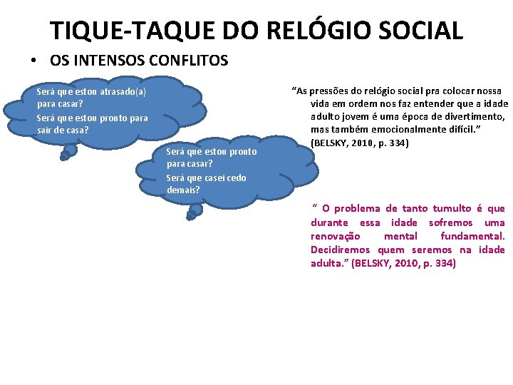 TIQUE-TAQUE DO RELÓGIO SOCIAL • OS INTENSOS CONFLITOS Será que estou atrasado(a) para casar?