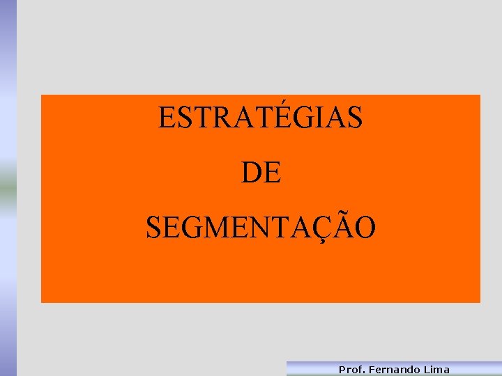 ESTRATÉGIAS DE SEGMENTAÇÃO Prof. Fernando Lima 