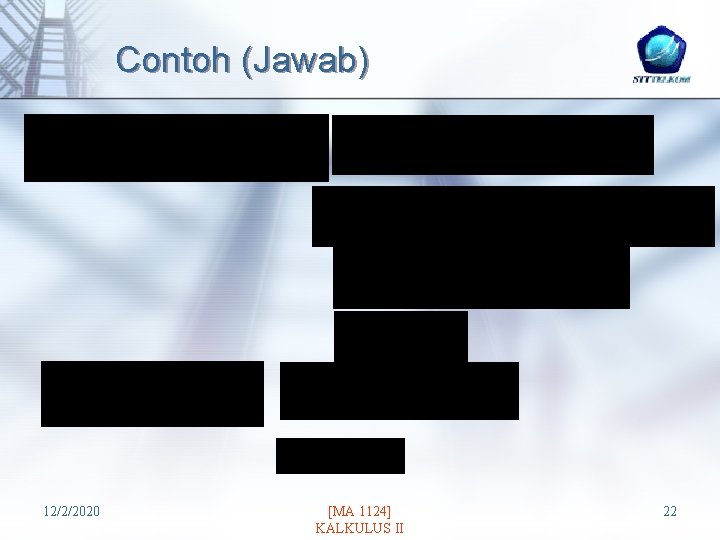 Contoh (Jawab) 12/2/2020 [MA 1124] KALKULUS II 22 