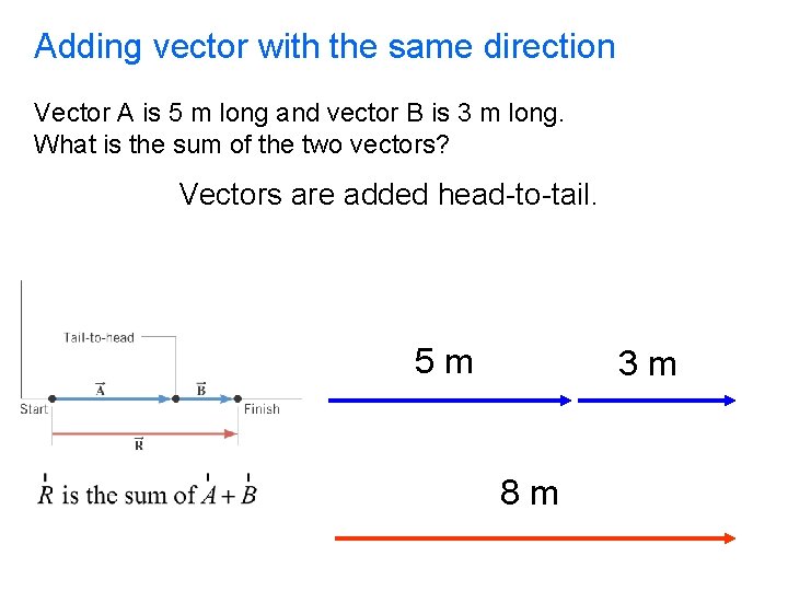 Adding vector with the same direction Vector A is 5 m long and vector