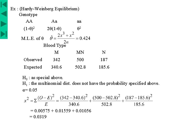 Ex : (Hardy-Weinberg Equilibrium) Genotype AA Aa aa (1 -θ)2 2θ(1 -θ) M. L.