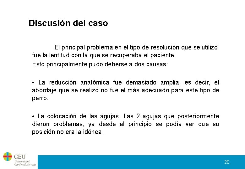 Discusión del caso El principal problema en el tipo de resolución que se utilizó