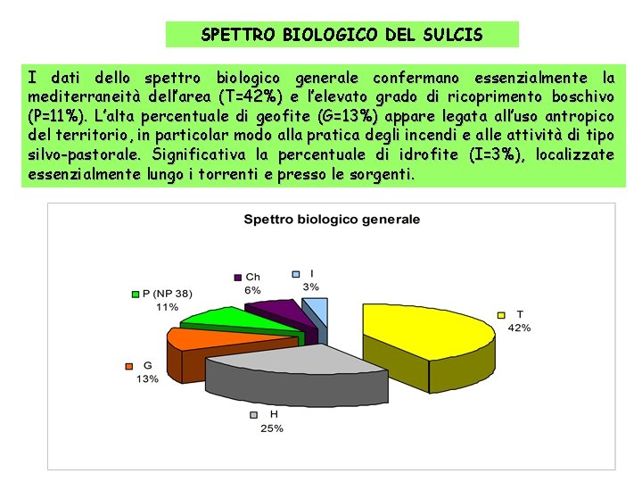 SPETTRO BIOLOGICO DEL SULCIS I dati dello spettro biologico generale confermano essenzialmente la mediterraneità