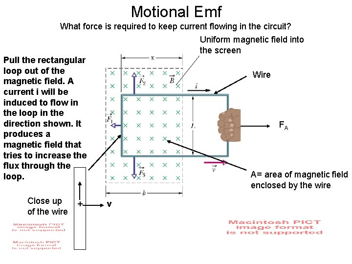 Motional Emf What force is required to keep current flowing in the circuit? Uniform