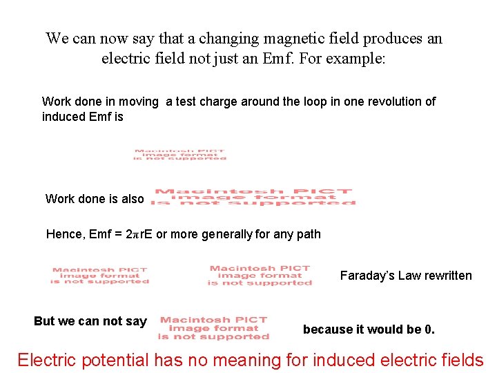 We can now say that a changing magnetic field produces an electric field not