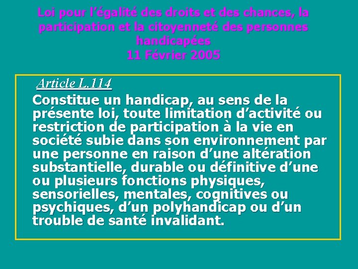 Loi pour l’égalité des droits et des chances, la participation et la citoyenneté des