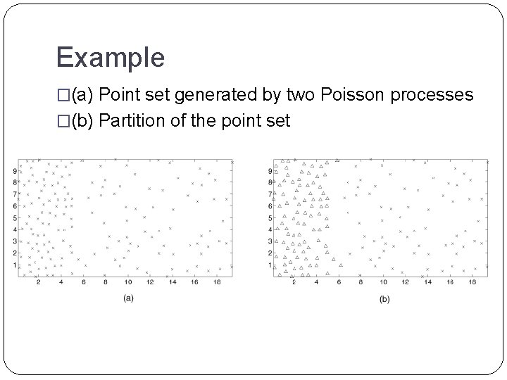 Example �(a) Point set generated by two Poisson processes �(b) Partition of the point