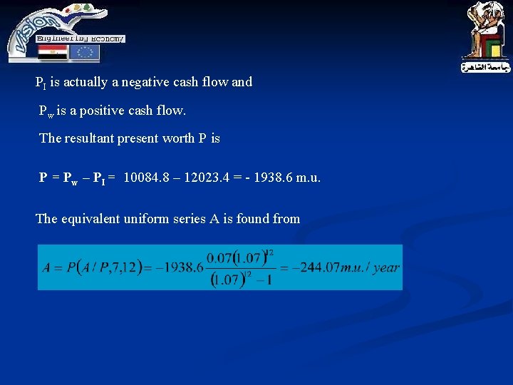 PI is actually a negative cash flow and Pw is a positive cash flow. PI is actually a negative cash flow and Pw is a positive cash flow.
