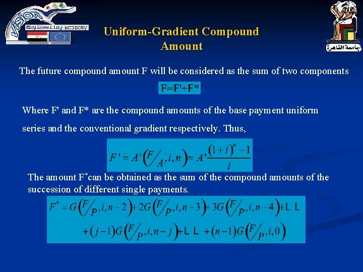 Uniform-Gradient Compound Amount The future compound amount F will be considered as the sum Uniform-Gradient Compound Amount The future compound amount F will be considered as the sum