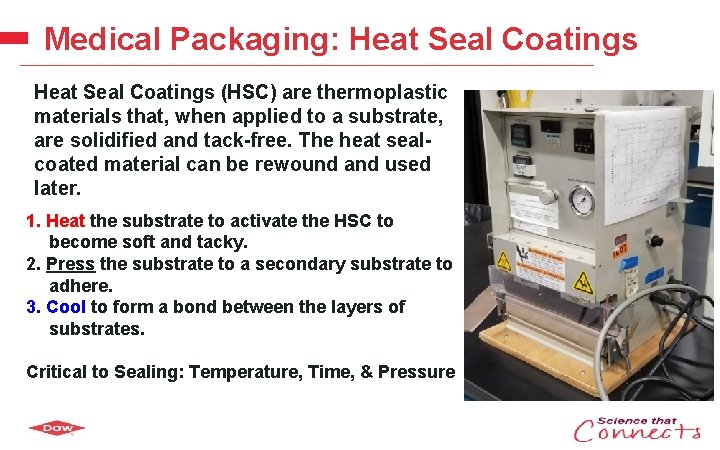 Medical Packaging: Heat Seal Coatings (HSC) are thermoplastic materials that, when applied to a