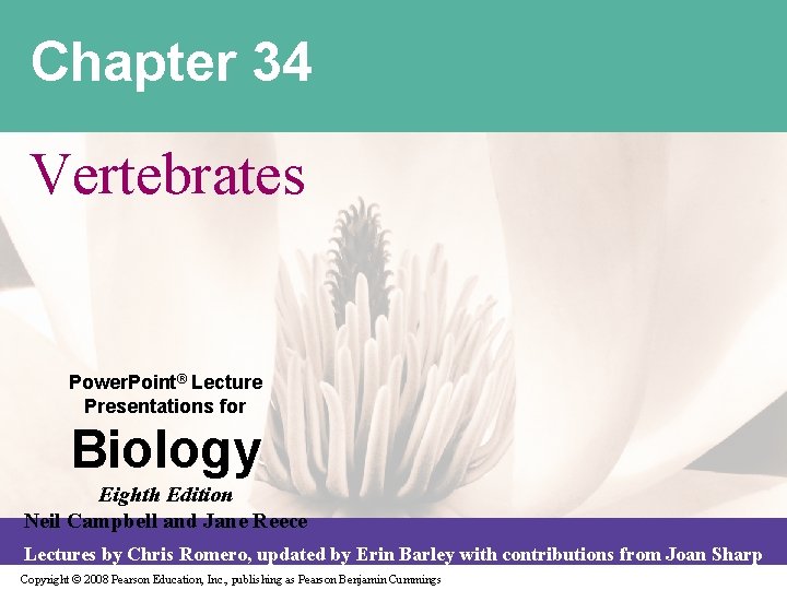 Chapter 34 Vertebrates Power. Point® Lecture Presentations for Biology Eighth Edition Neil Campbell and