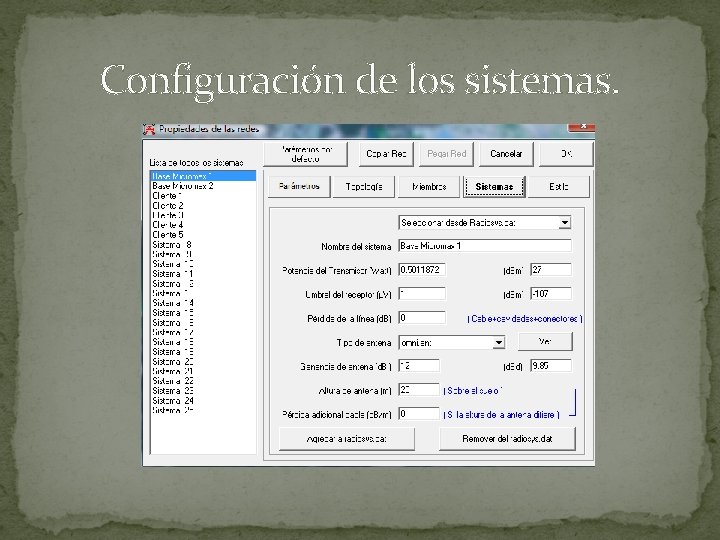 Configuración de los sistemas. 