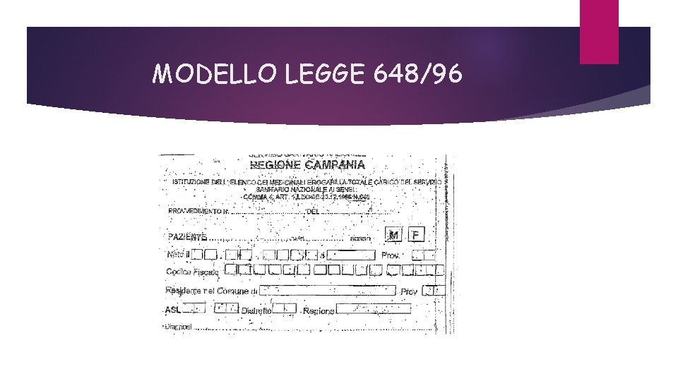 MODELLO LEGGE 648/96 