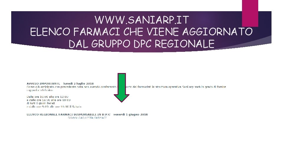 WWW. SANIARP. IT ELENCO FARMACI CHE VIENE AGGIORNATO DAL GRUPPO DPC REGIONALE 