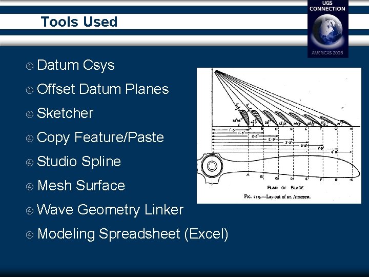 Tools Used Datum Csys Offset Datum Planes Sketcher Copy Feature/Paste Studio Spline Mesh Surface