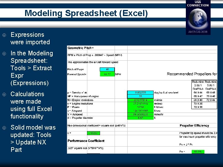 Modeling Spreadsheet (Excel) Expressions were imported In the Modeling Spreadsheet: Tools > Extract Expr