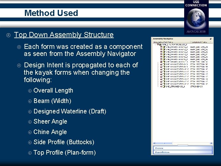 Method Used Top Down Assembly Structure Each form was created as a component as